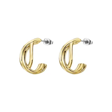 Lotus Style Femme Boucles D'Oreilles Rondes Dorées