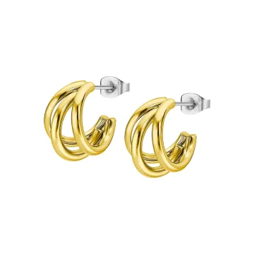 Lotus Style Femme Boucles D'Oreilles 3 Branches Dorées