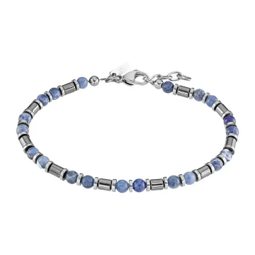 Lotus Style Homme Bracelet Perles Bleues Et Grises