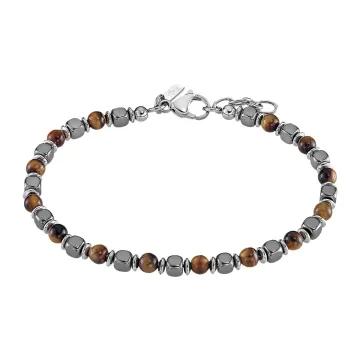 Lotus Style Homme Bracelet Perles Marrons Et Grises