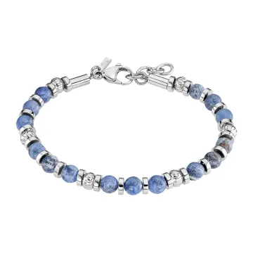 Lotus Style Homme Bracelet Perles Bleues