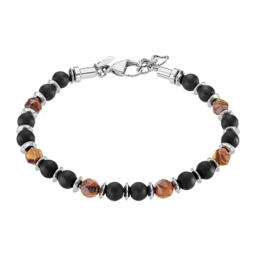 Lotus Style Homme Bracelet Perles Marrons Et Noires