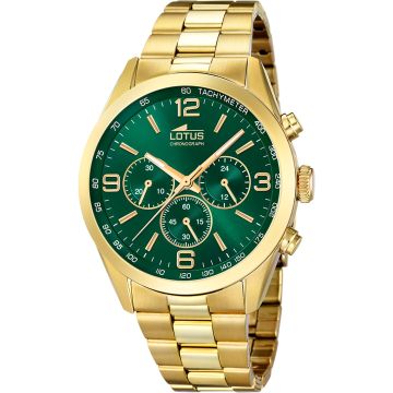 Montre Lotus Vert Bracelet en Acier Inoxydable Homme