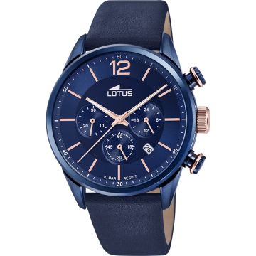 Montre Lotus Chrono Bleu Bracelet Cuir Homme