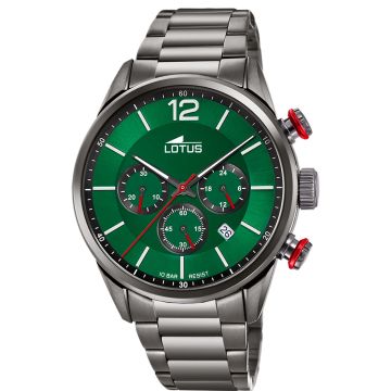 Montre Lotus Homme Chronographe Acier Gris Fond Vert