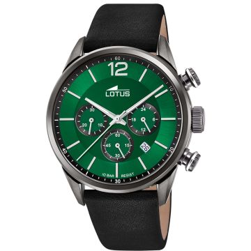 Montre Lotus Chrono Vert Bracelet en Cuir Homme