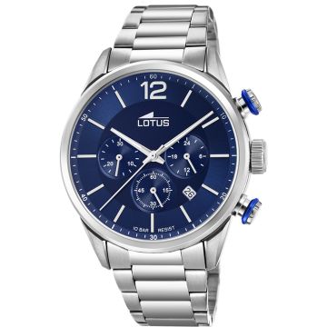 Montre Lotus Chrono Bleu Bracelet en Acier Homme