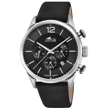 Montre Lotus Chrono Noir Bracelet Cuir Homme
