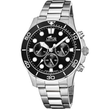 Montre Lotus Noir Bracelet en Acier Inoxydable Homme