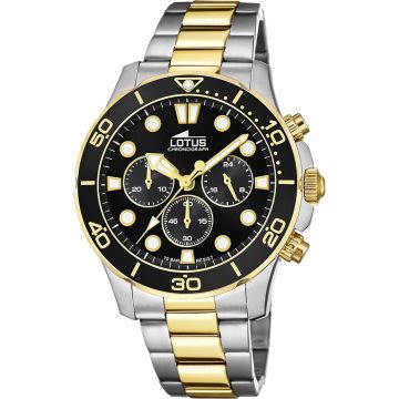 Montre Lotus Noir Bracelet en Acier Inoxydable Homme