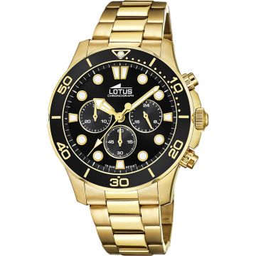 Montre Lotus Noir Bracelet en Acier Inoxydable Homme