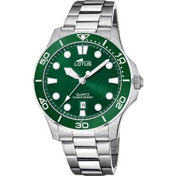 Montre Lotus Excellent Vert Bracelet en Acier Homme