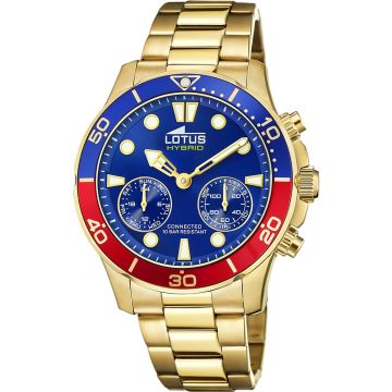 Montre Lotus Bleu Bracelet en Acier Inoxydable Homme
