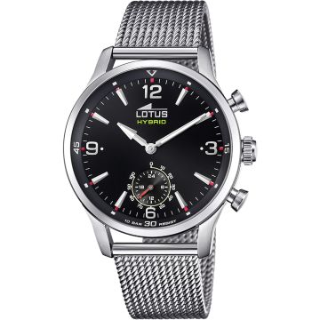 Montre Lotus Noir Bracelet en Acier Inoxydable Homme