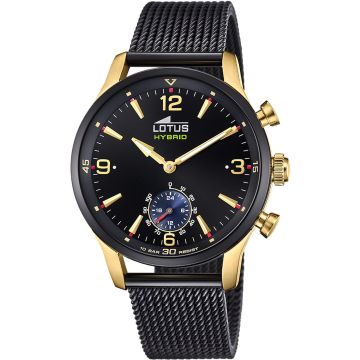 Montre Lotus Noir Bracelet en Acier Inoxydable Homme