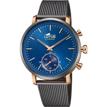 Montre Lotus Bleu Bracelet en Acier Inoxydable Homme