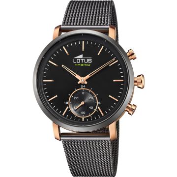 Montre Lotus Noir Bracelet en Acier Inoxydable Homme