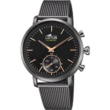 Montre Lotus Noir Bracelet en Acier Inoxydable Homme