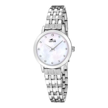 Montre Lotus Old Money Blanc Bracelet d'Acier Inoxydable Femme