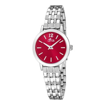 Montre Lotus Old Money Rouge Bracelet d'Acier Inoxydable Femme
