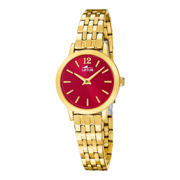 Montre Lotus Old Money Rouge Bracelet d'Acier Inoxydable Femme