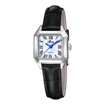 Montre Femme Lotus Old Money Avec Cadran Blanc et Bracelet Cuir Noir