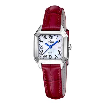 Montre Femme Lotus Old Money Avec Cadran Argent et Bracelet Cuir Bordeaux