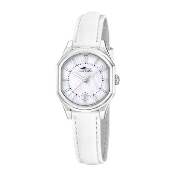 Montre Femme Lotus Old Money Avec Cadran Nacré et Bracelet Cuir Blanc