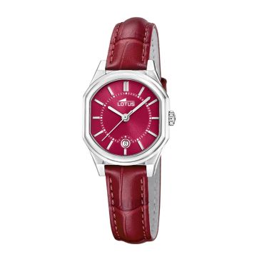 Montre Femme Lotus Old Money Avec Cadran Bordeaux et Bracelet Cuir Rouge
