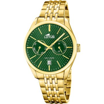 Montre Lotus Multifunction Collection Vert Bracelet d'Acier Inoxydable Homme