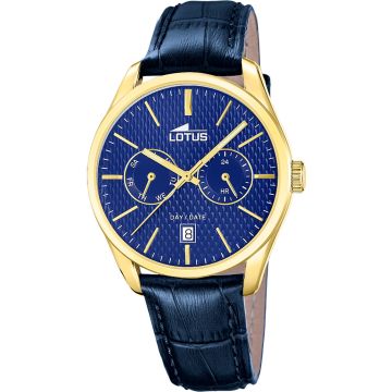 Montre Lotus Multifunction Collection Bleu Bracelet de Cuir Homme