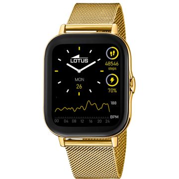 Montre Lotus Homme Connectee Acier Dore Maille Milanaise / Pu Noir