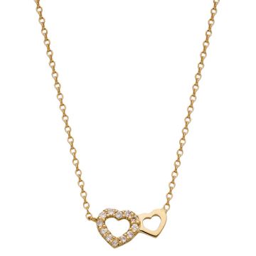 Collier Double Coeur Oz - Ri 42Cm -