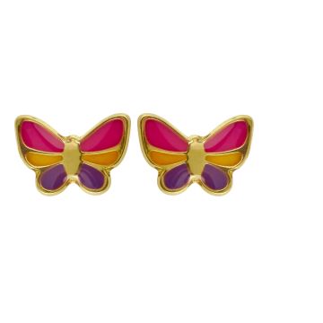 Boucles D'Oreilles Vis Papillon Laque Multicolore