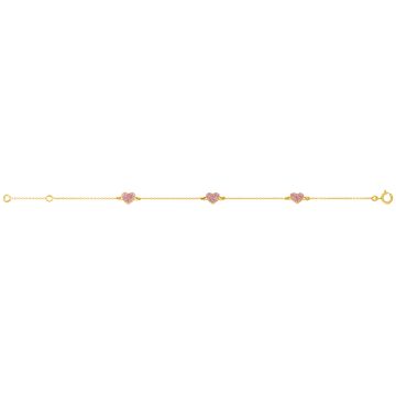 Bracelet 3 Coeurs Laque Paillete Rose