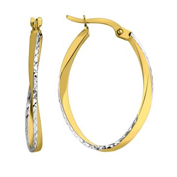 Créoles Diamantee Ovale Bicolore Fil 2mm