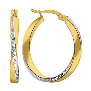 Créoles Diamantee Ovale Bicolore Fil 3mm
