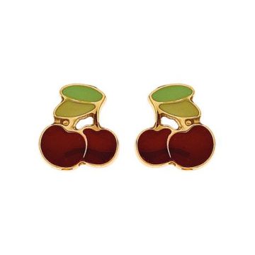Boucles D'oreilles Vis Boutons Cerises Rouges