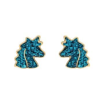 Boucles D'oreilles Tete De Licorne Vis Turquoise