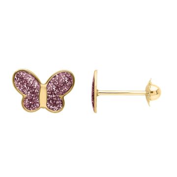 Boucles D'oreilles Papillon Vis Rose