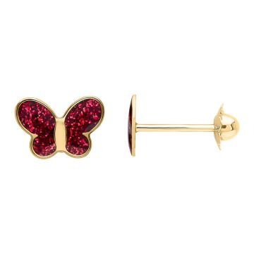 Boucles D'oreilles Papillon Vis Fushia