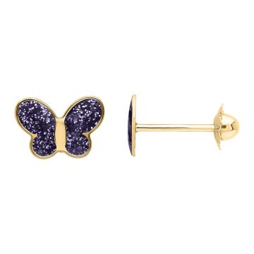 Boucles D'oreilles Papillon Vis Violet