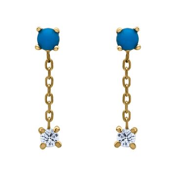 Boucles D'Oreilles Nano Turquoise 2.5Mm + Oxydes De Zirconium 2Mm