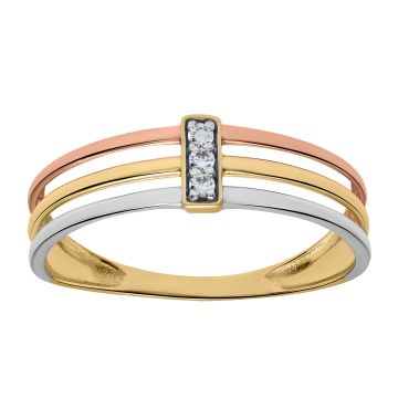 Bague or 375 millièmes oxyde de zirconium