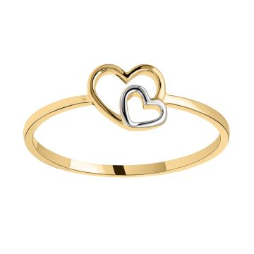 Bague Double Coeur Bicolore