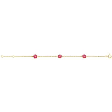 Bracelet Fr 3 Fleurs Fuschia Rose Ri