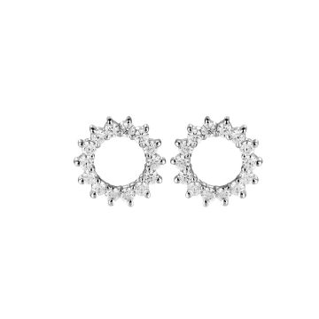 Boucles D'oreilles Soleil Oxyde De Zirconium 1.3 Mm Or Gris