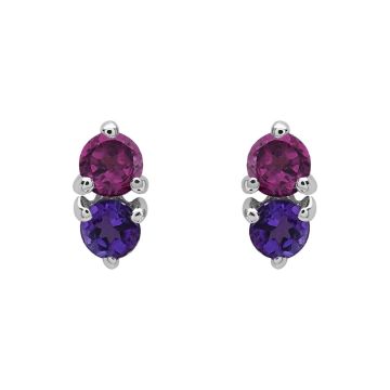 Boucles D'Oreilles Amethyste Et Rhodolite