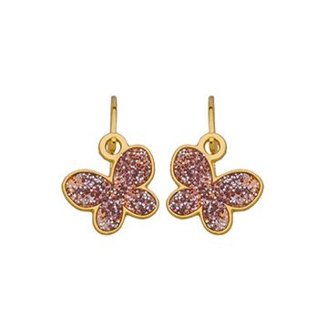 Boucles D'Oreilles Brisures Papillons Rose Paillet
