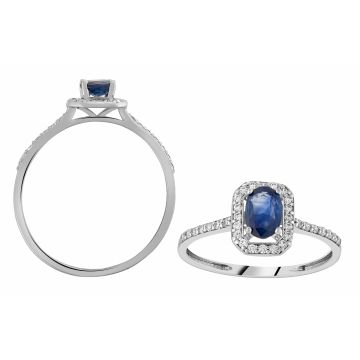 Bague or 375 millièmes oxyde de zirconium